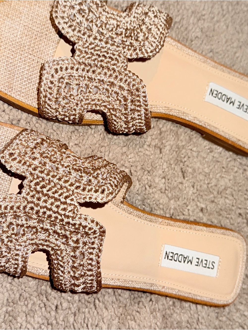 Steve Madden Crochet Slide Mules in Taupe
